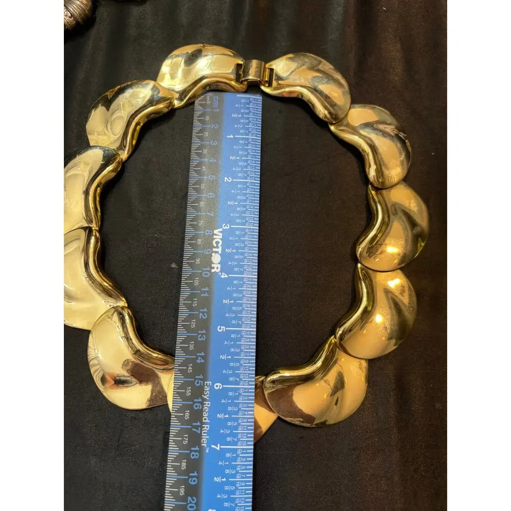Vintage Runway Gold Tone Statement Necklace 152g 16.5”